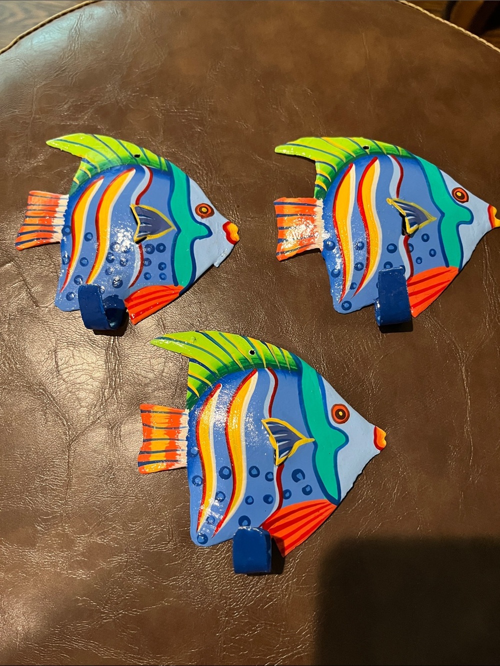 Decorative Blue Tropical Fish Wall Hooks - Set of 3